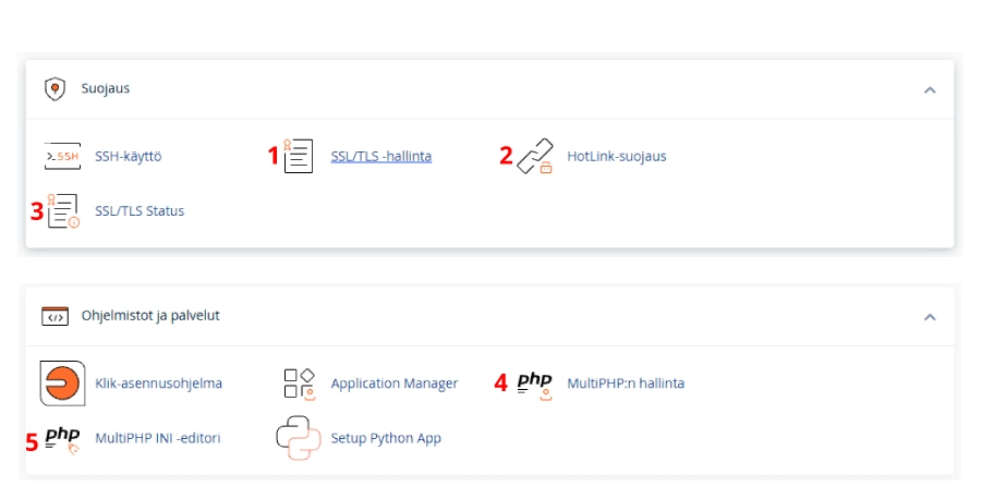 cpanel-05 Cpanel toimintoja.