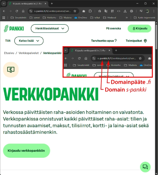 Varmista domainin aitous. Oletko aidolla sivulla?