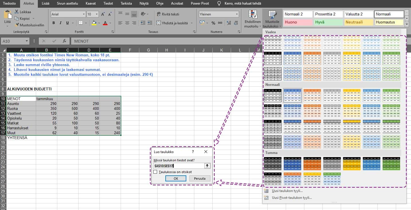 Tiedon muuntaminen taulukoksi MS Excelissä. Tiedon muuntaminen taulukoksi MS Excelissä.