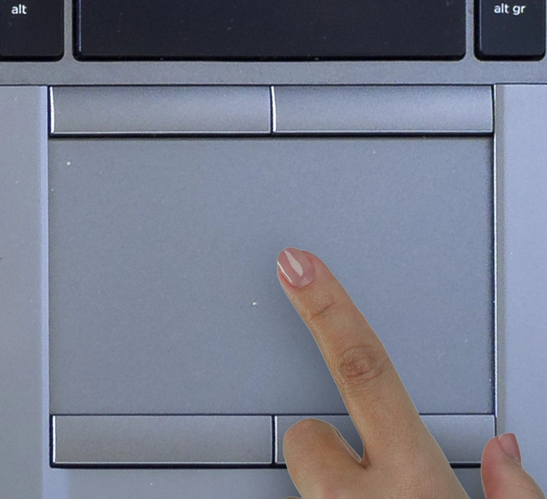 Kannettavan tietokoneen "laattaa" ohjataan sormella.