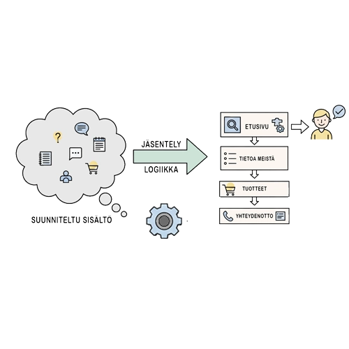 Sisällön suunnittelusta jäsennellyksi kokonaisuudeksi.