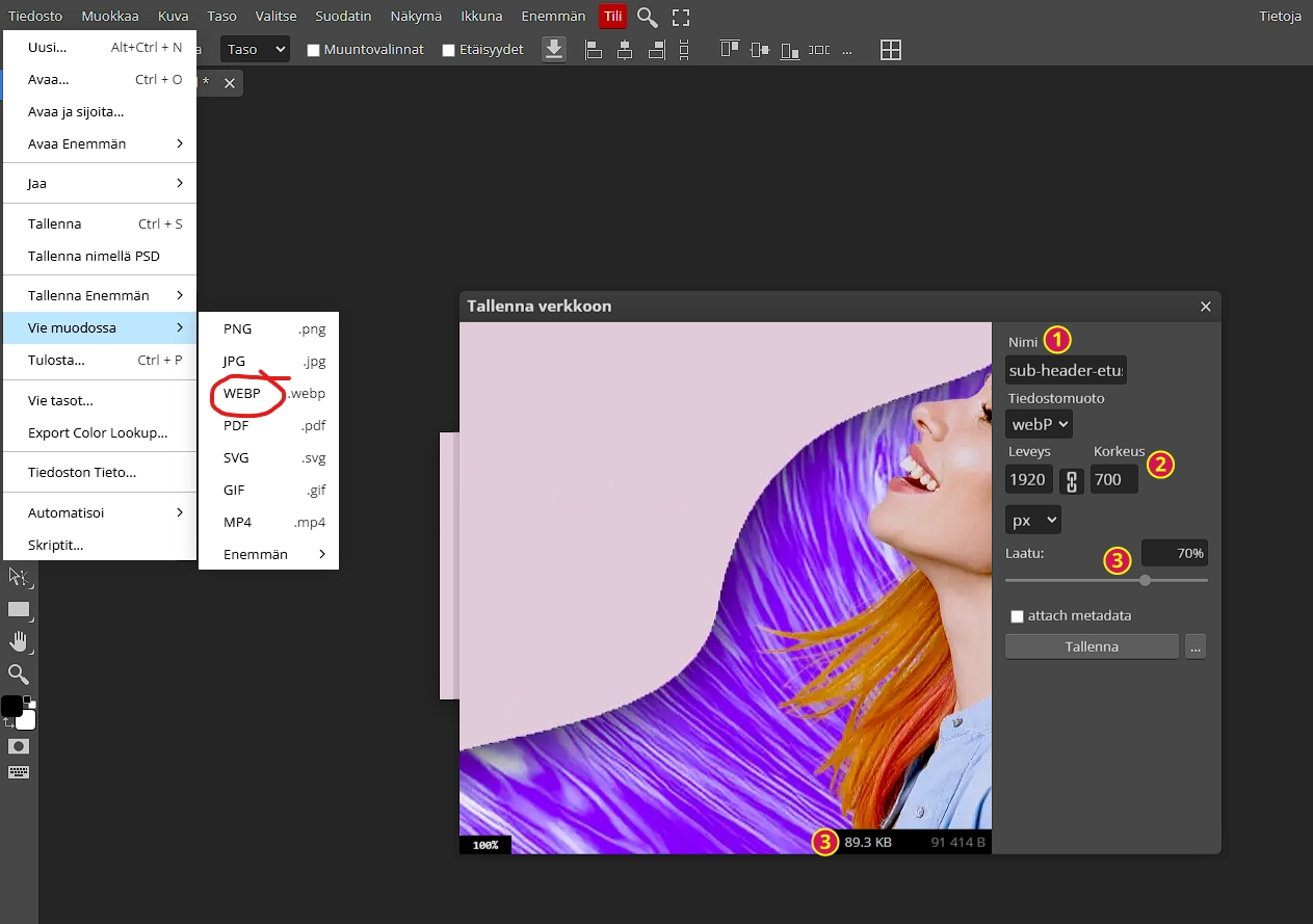 photopea-3 Kuvan tallentaminen.