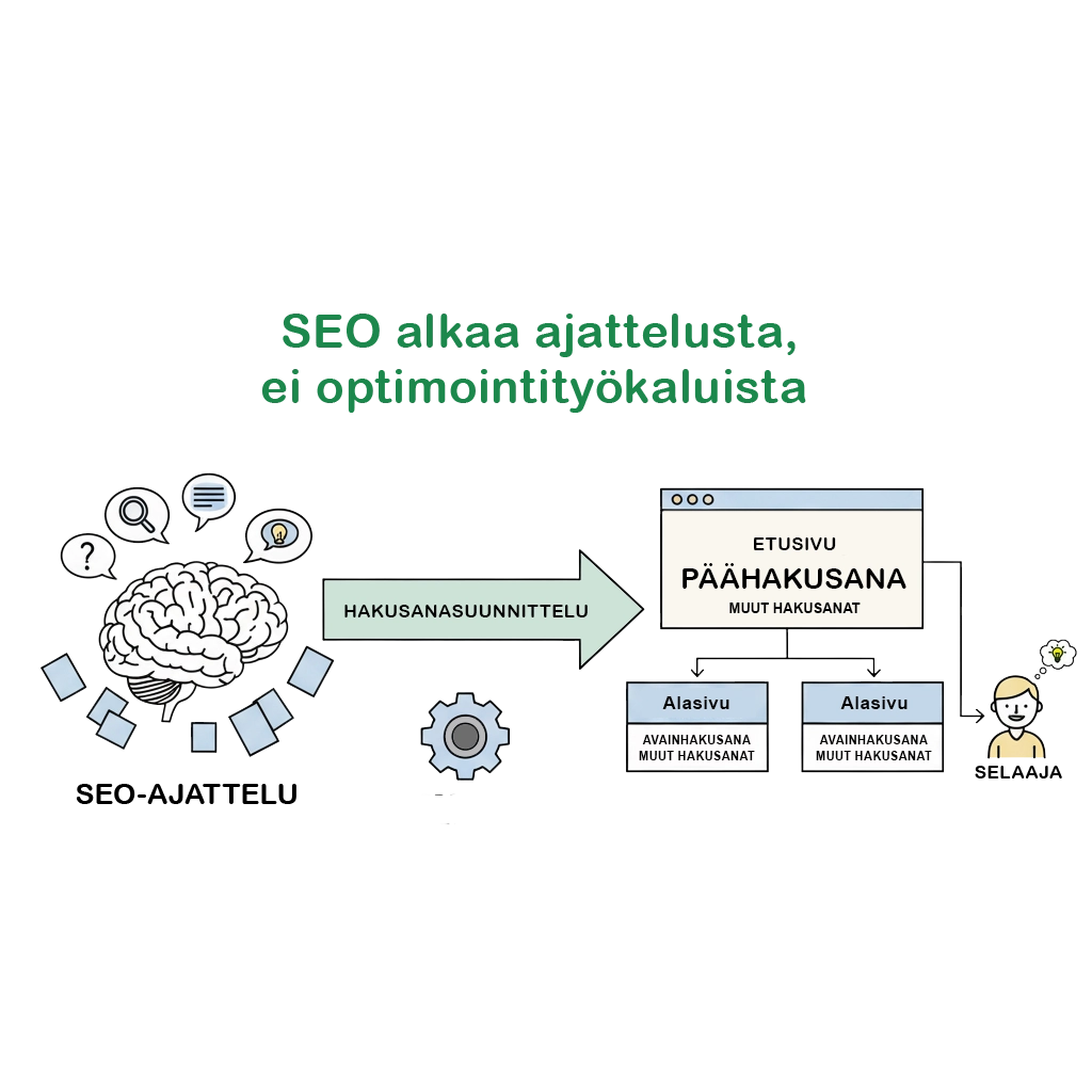 Hakusanasuunnittelu (Avainsanasuunnittelu) kannattaa aloittaa jo sivuston suunnitteluvaiheessa.